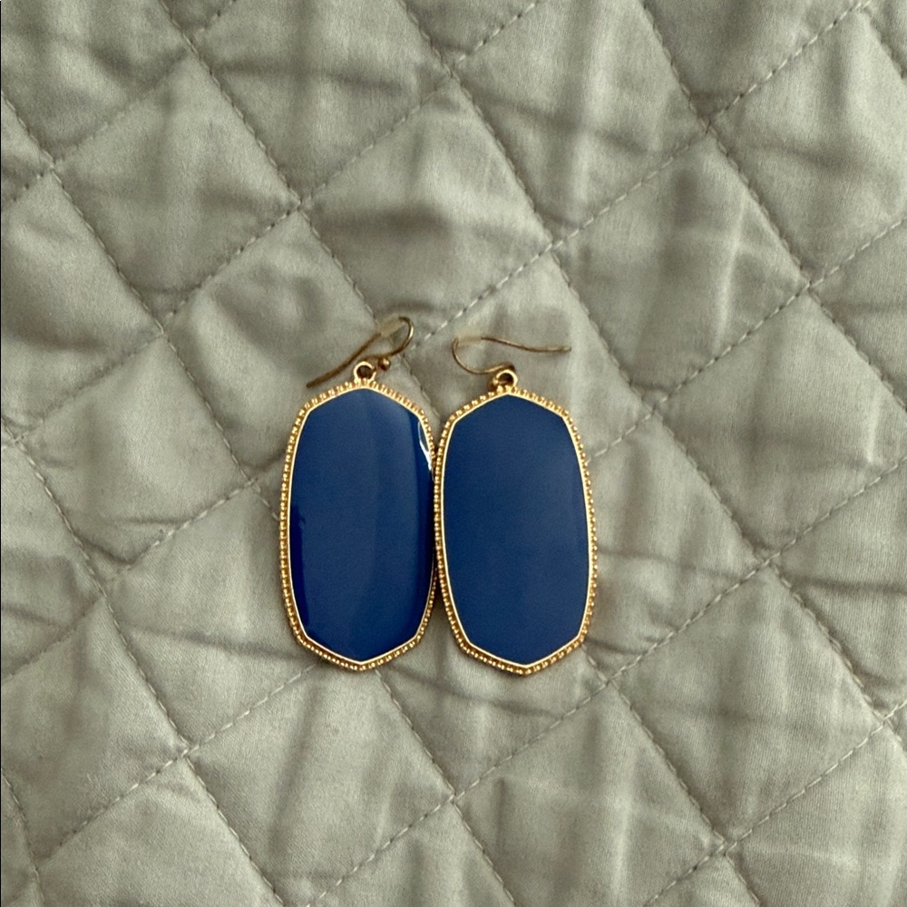 Gold-Trim Blue Drop Earrings - Women Jewelry